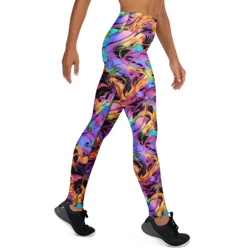 Neon Marigold on a Yoga Leggings