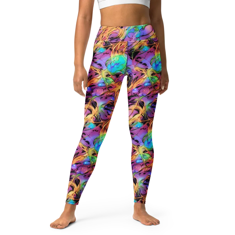 Neon Marigold on Yoga Leggings — Front