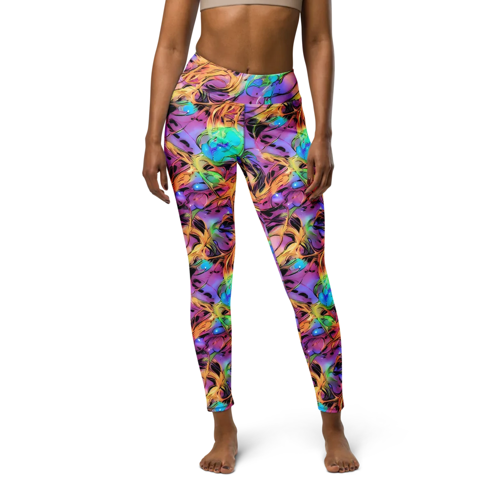 Neon Marigold on Yoga Leggings — Front