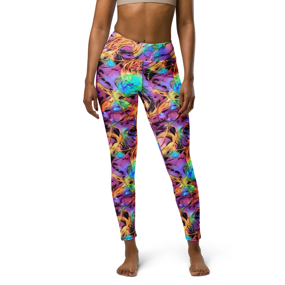 Neon Marigold on Yoga Leggings — Front