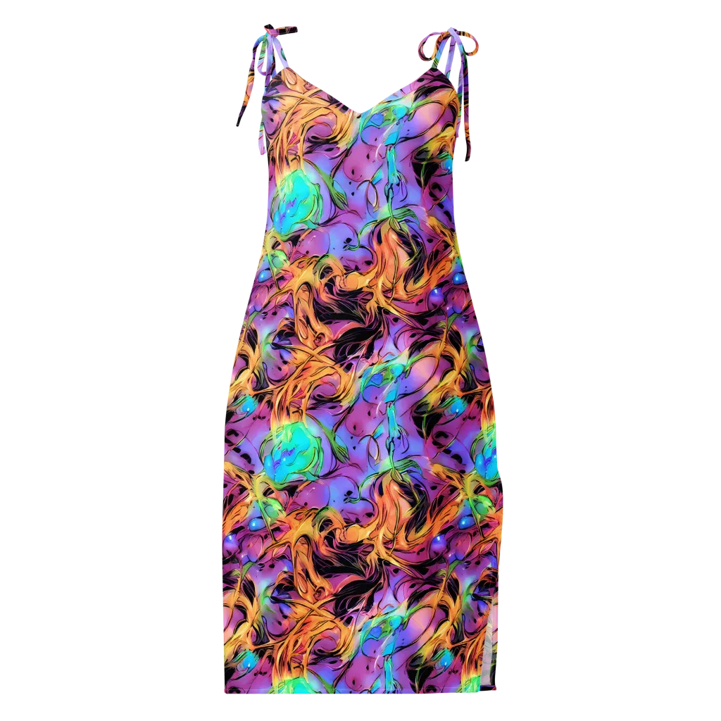Neon Marigold on Slip Dress — Front