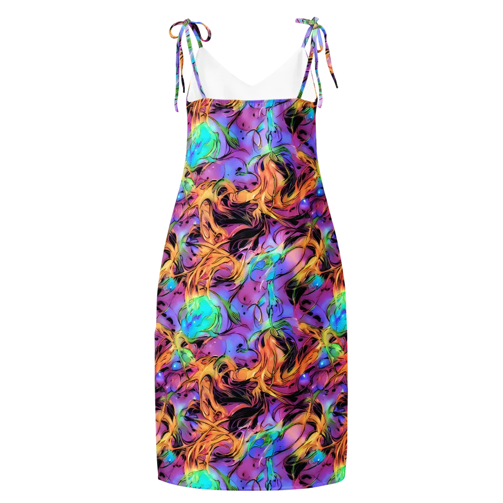 Neon Marigold on Slip Dress — Back