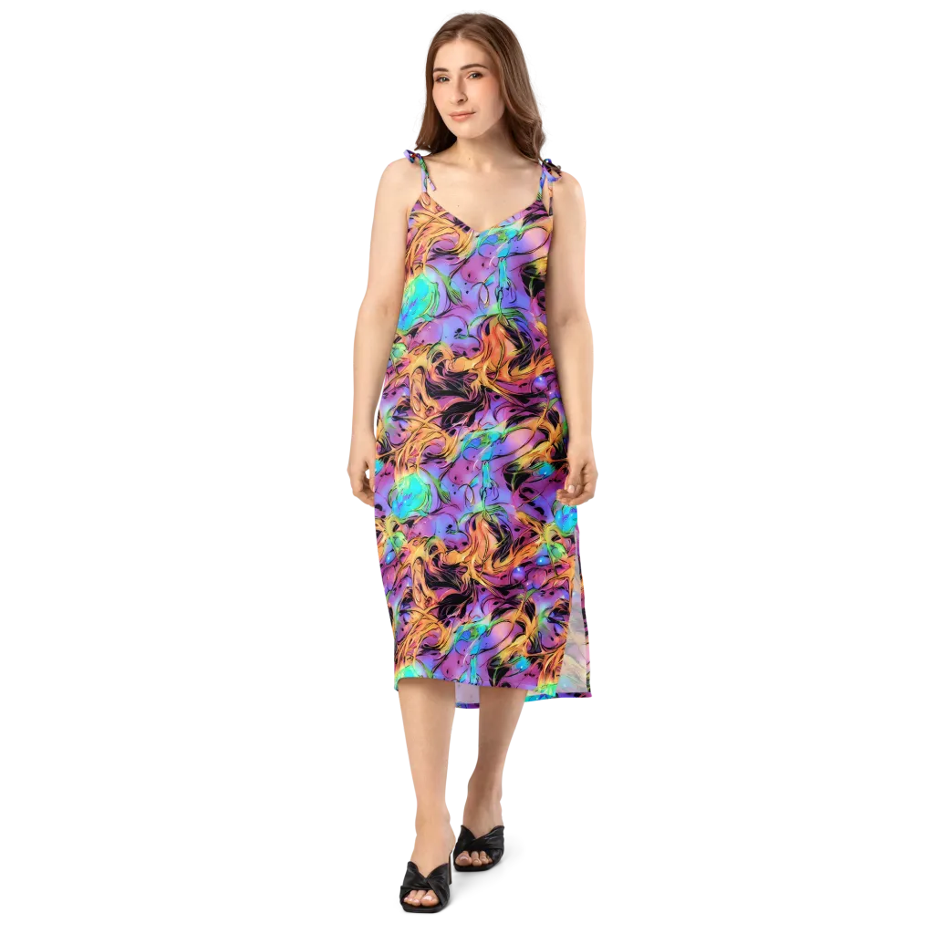 Neon Marigold on Slip Dress — Front