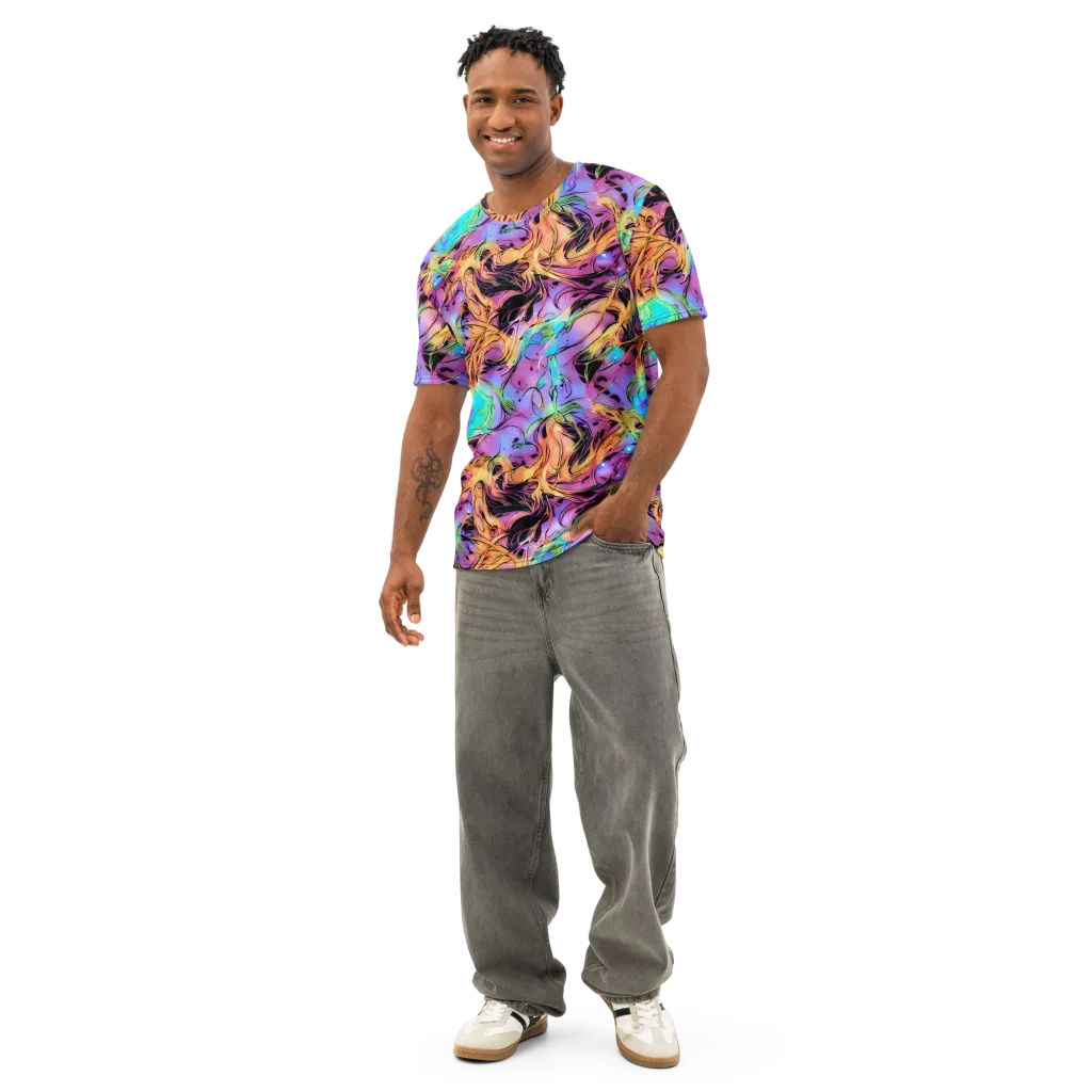 Neon Marigold on Men's Cotton Crew Neck T-Shirt — Front