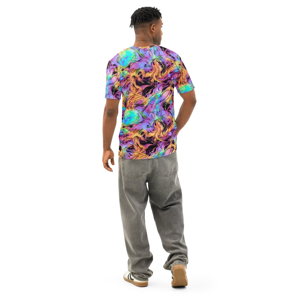 Neon Marigold on Men's Cotton Crew Neck T-Shirt — Back
