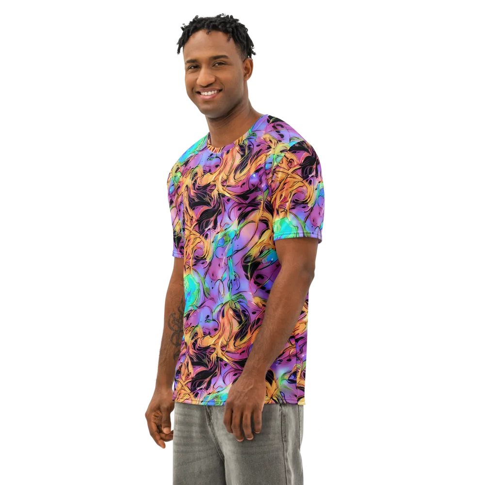 Neon Marigold on Men's Cotton Crew Neck T-Shirt — Left Front