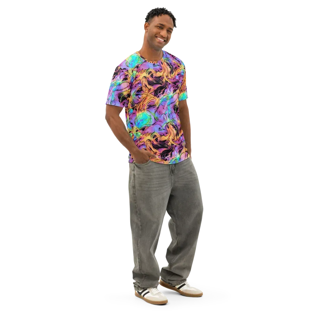 Neon Marigold on Men's Cotton Crew Neck T-Shirt — Right Front