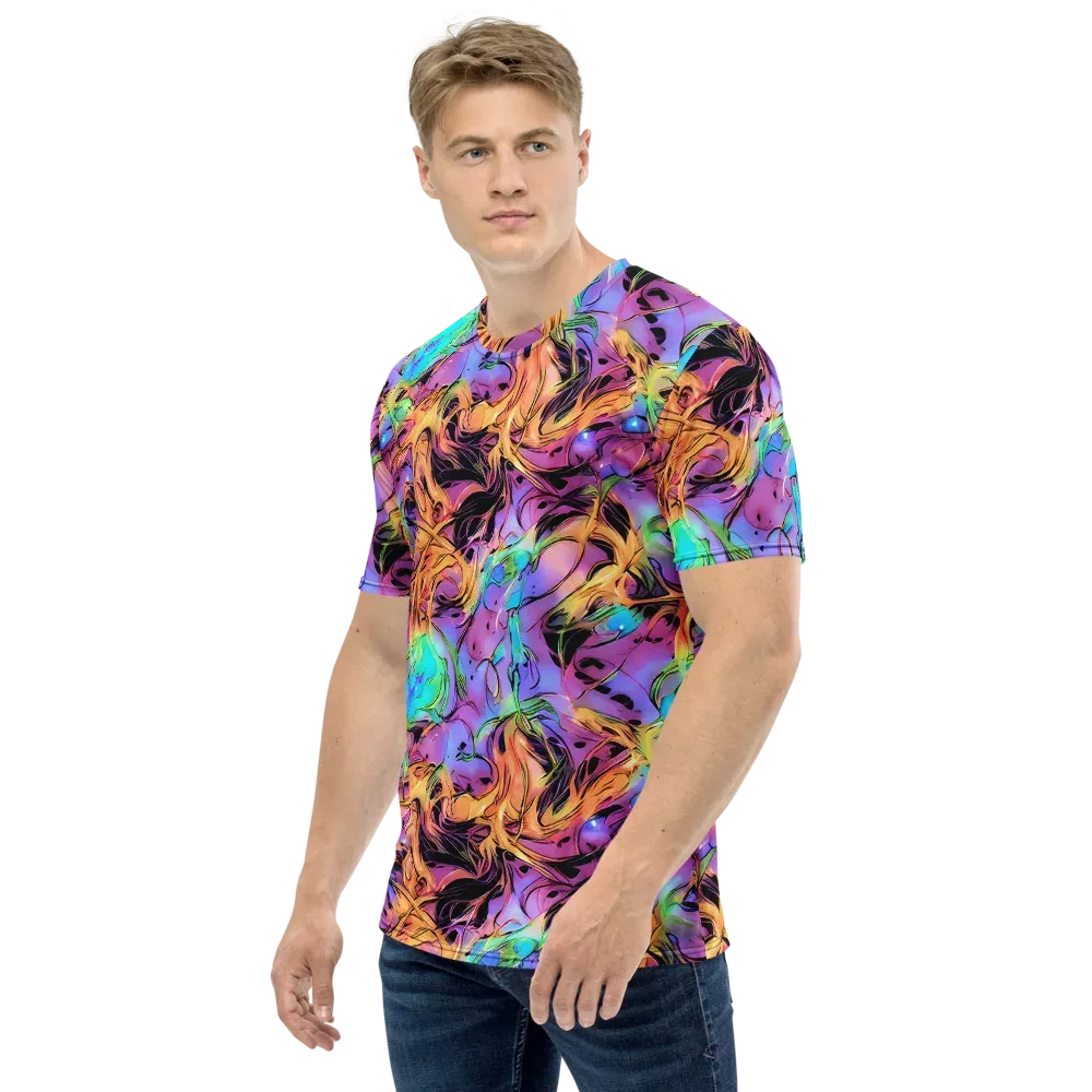 Neon Marigold on Men's Crew Neck T-Shirt — Left