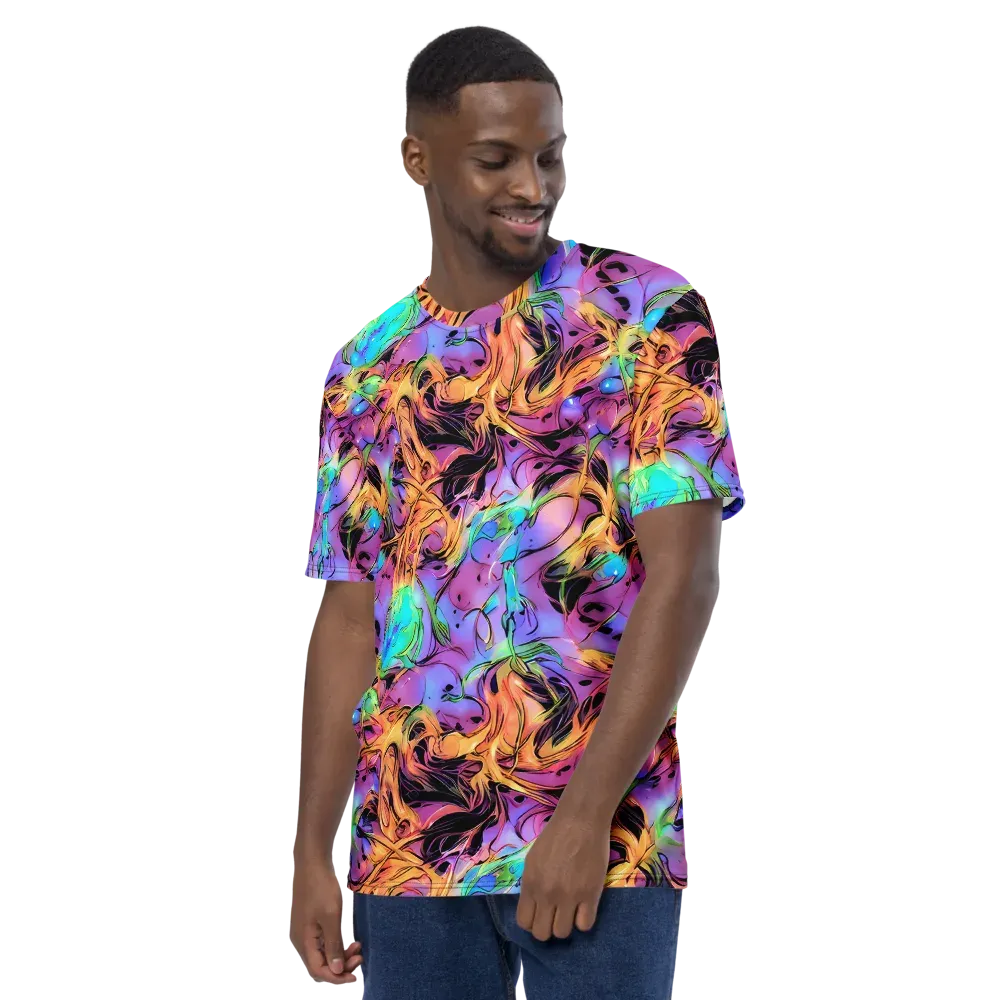 Neon Marigold on Men's Crew Neck T-Shirt — Left