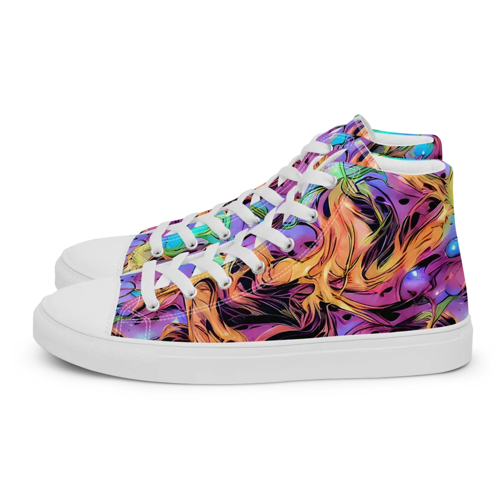 Neon Marigold on Men's High Top Canvas Shoes — Left