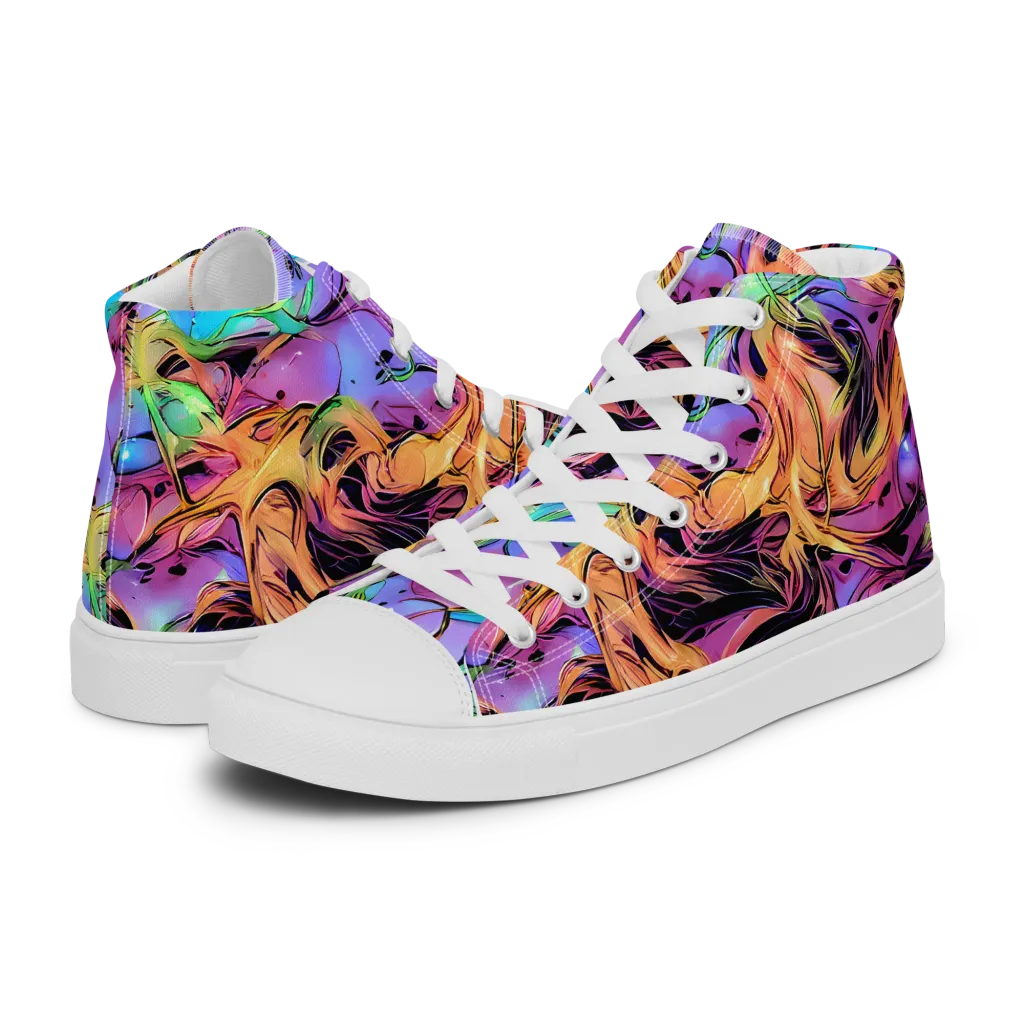 Neon Marigold on Men's High Top Canvas Shoes — Left