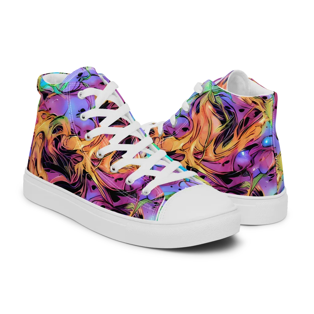Neon Marigold on Men's High Top Canvas Shoes — Right