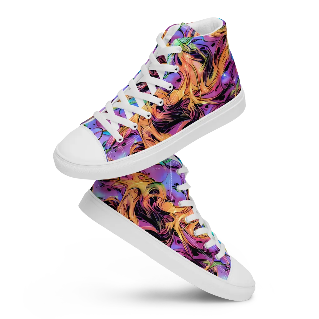 Neon Marigold on Men's High Top Canvas Shoes — Front