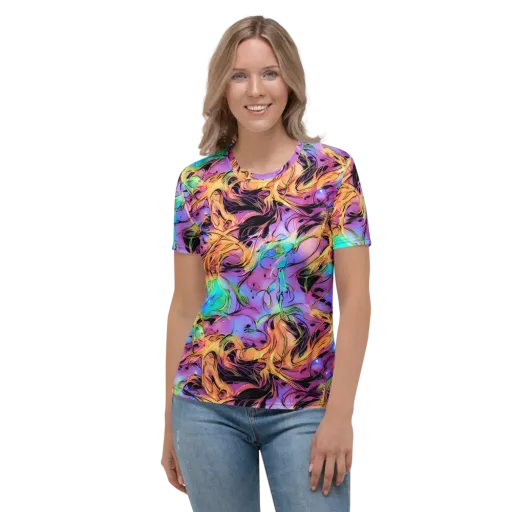 Neon Marigold on a Women's Crew Neck T-Shirt