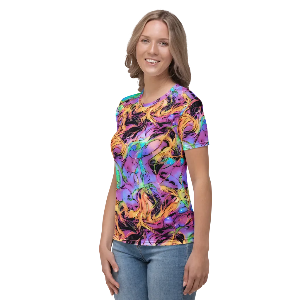 Neon Marigold on Women's Crew Neck T-Shirt — Left