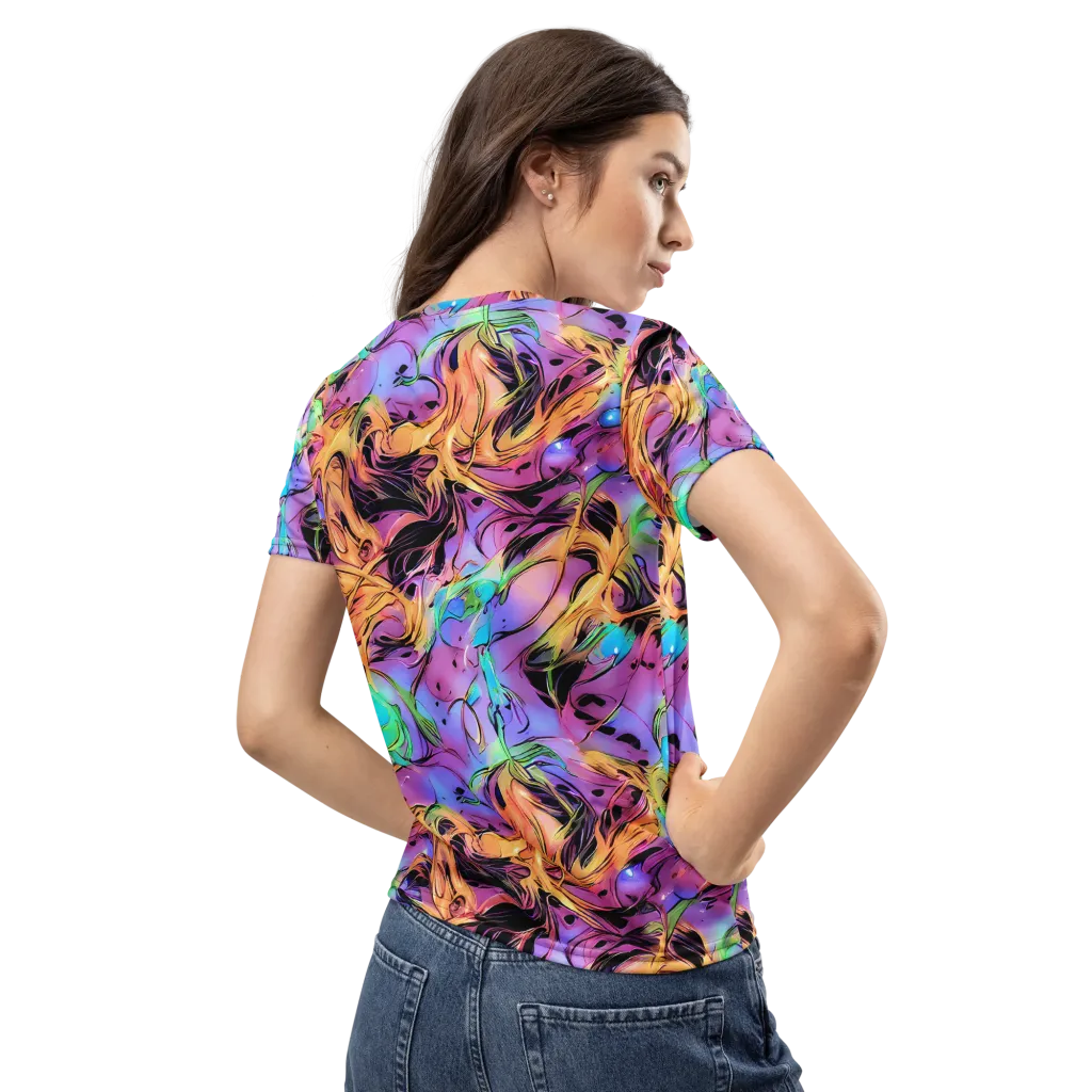 Neon Marigold on Women's Crew Neck T-Shirt — Back