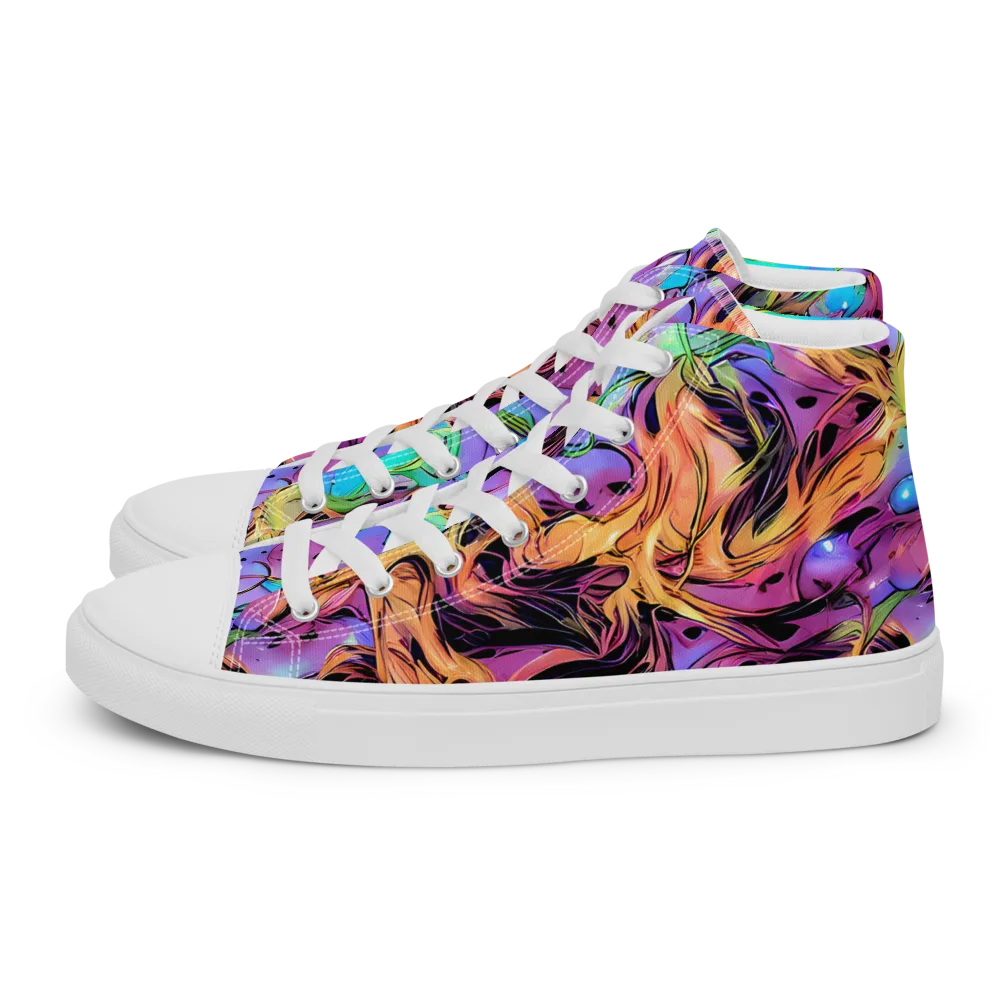 Neon Marigold on Women's High Top Canvas Shoes — Left