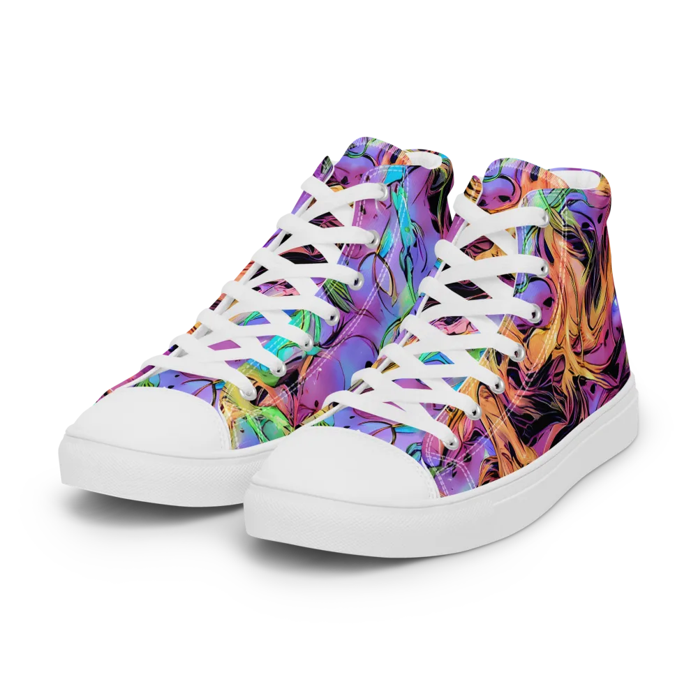 Neon Marigold on Women's High Top Canvas Shoes — Left Front