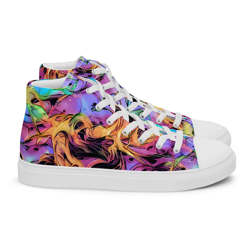 Neon Marigold on Women's High Top Canvas Shoes — Right