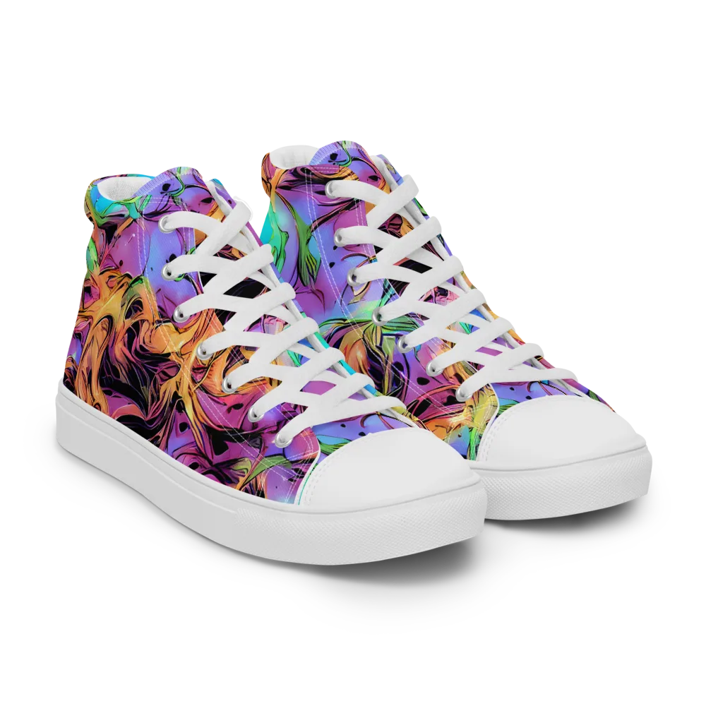 Neon Marigold on Women's High Top Canvas Shoes — Right Front