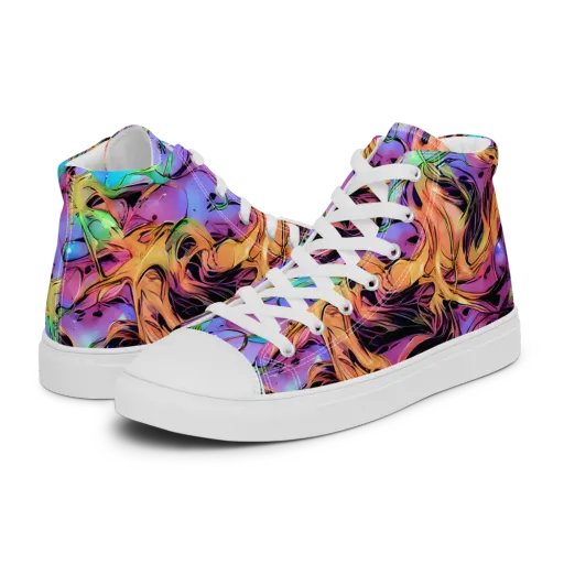 Neon Marigold on a Women's High Top Canvas Shoes