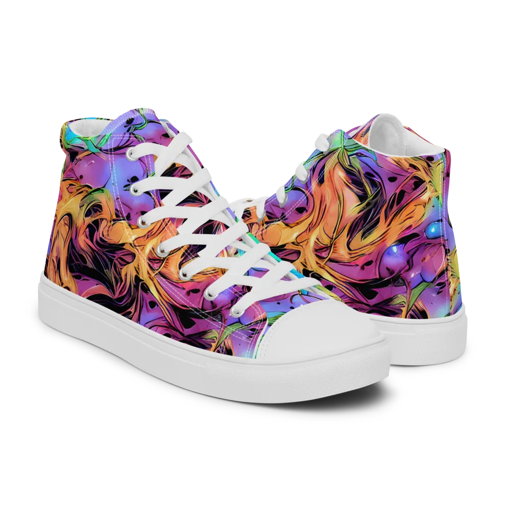 Neon Marigold on Women's High Top Canvas Shoes — Right