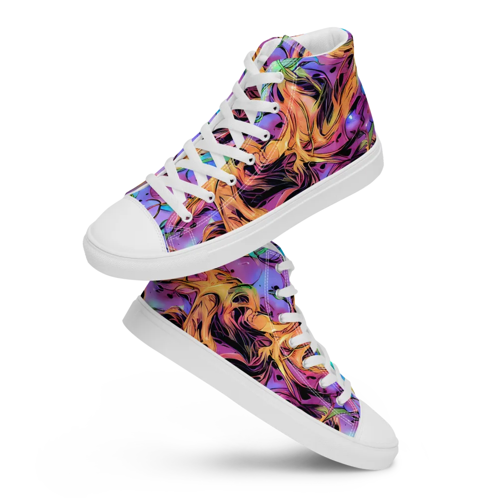 Neon Marigold on Women's High Top Canvas Shoes — Front