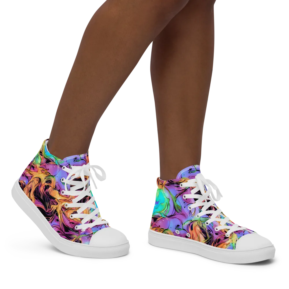 Neon Marigold on Women's High Top Canvas Shoes — Right