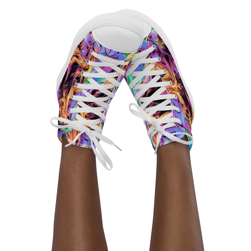 Neon Marigold on Women's High Top Canvas Shoes — Front