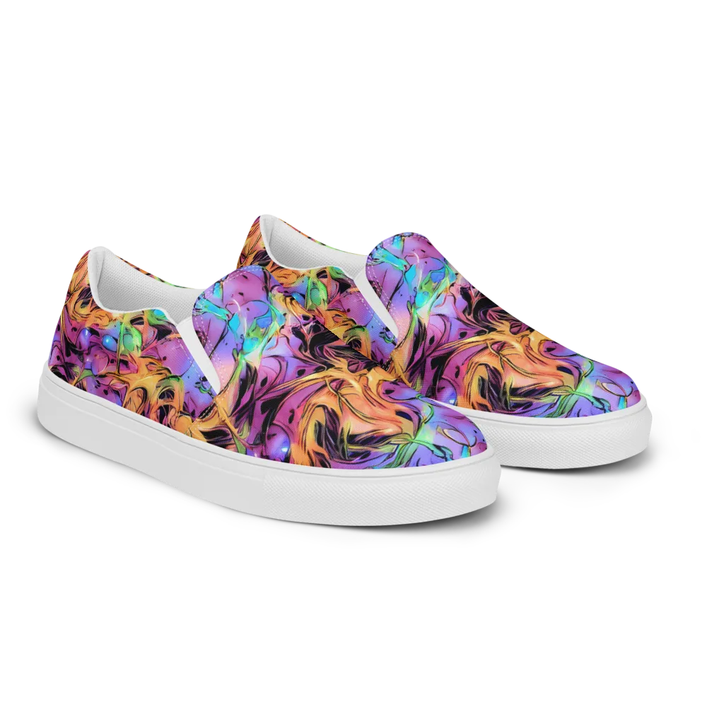 Neon Marigold on Men's Slip-On Canvas Shoes — Right Front