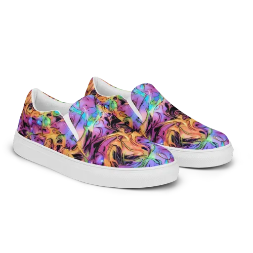Neon Marigold on a Men's Slip-On Canvas Shoes