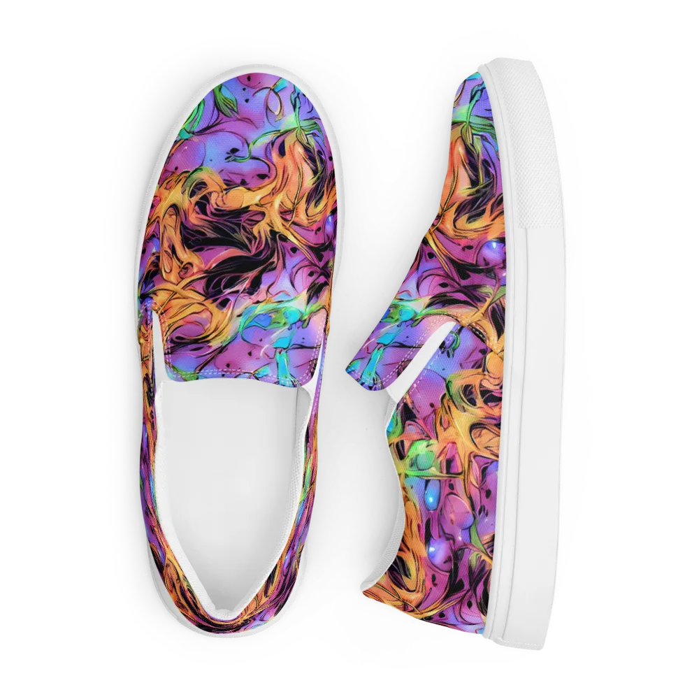 Neon Marigold on Men's Slip-On Canvas Shoes — Front