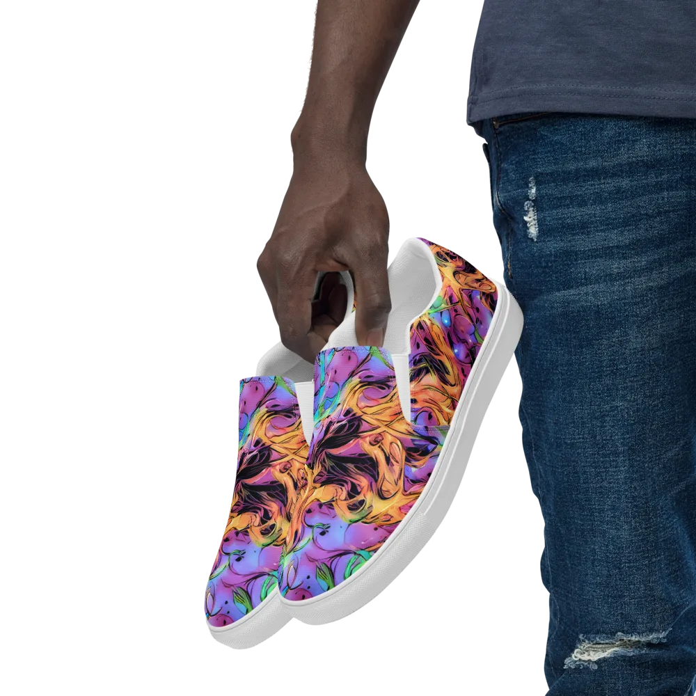 Neon Marigold on Men's Slip-On Canvas Shoes — Left Front
