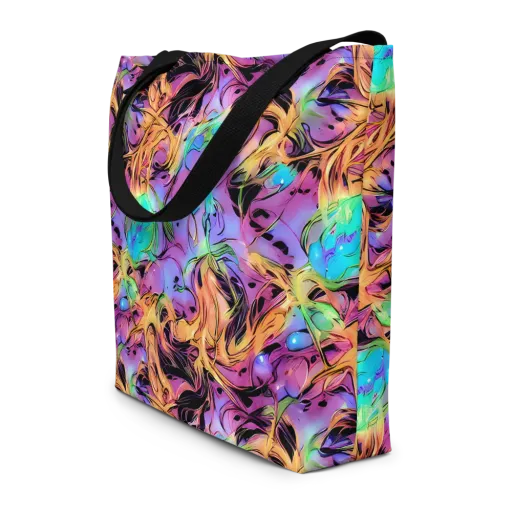 Neon Marigold on a Large Tote Bag W/ Pocket
