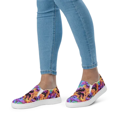 Neon Marigold on a Women's Slip-On Canvas Shoes