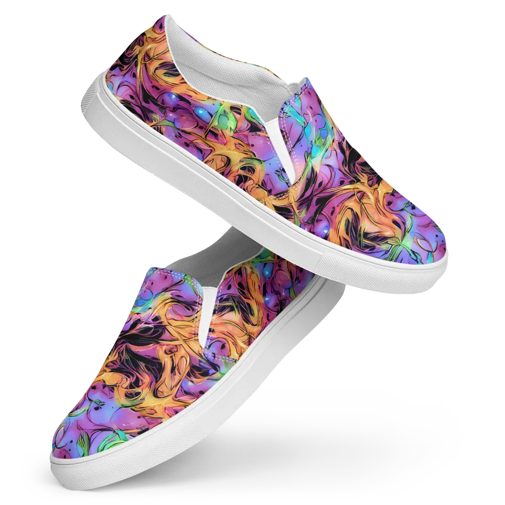 Neon Marigold on Women's Slip-On Canvas Shoes — Front