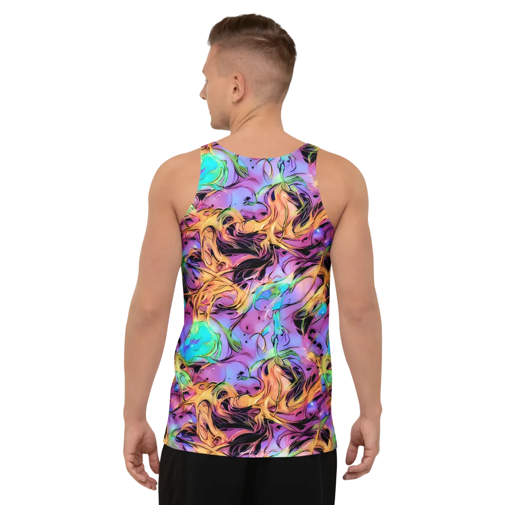 Neon Marigold on Men's Tank Top — Back