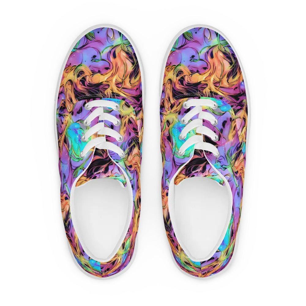 Neon Marigold on Men's Lace-Up Canvas Shoes — Front