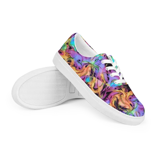 Neon Marigold on a Men's Lace-Up Canvas Shoes
