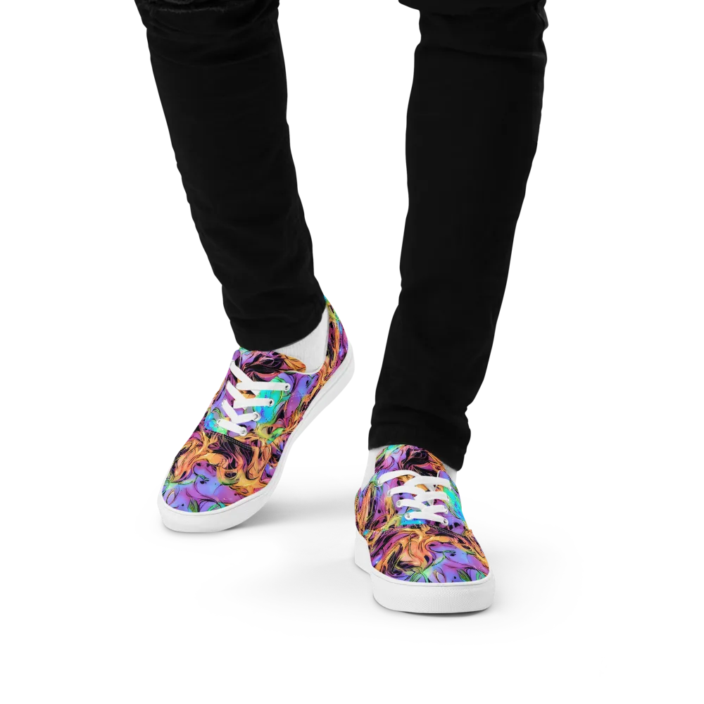 Neon Marigold on Men's Lace-Up Canvas Shoes — Front