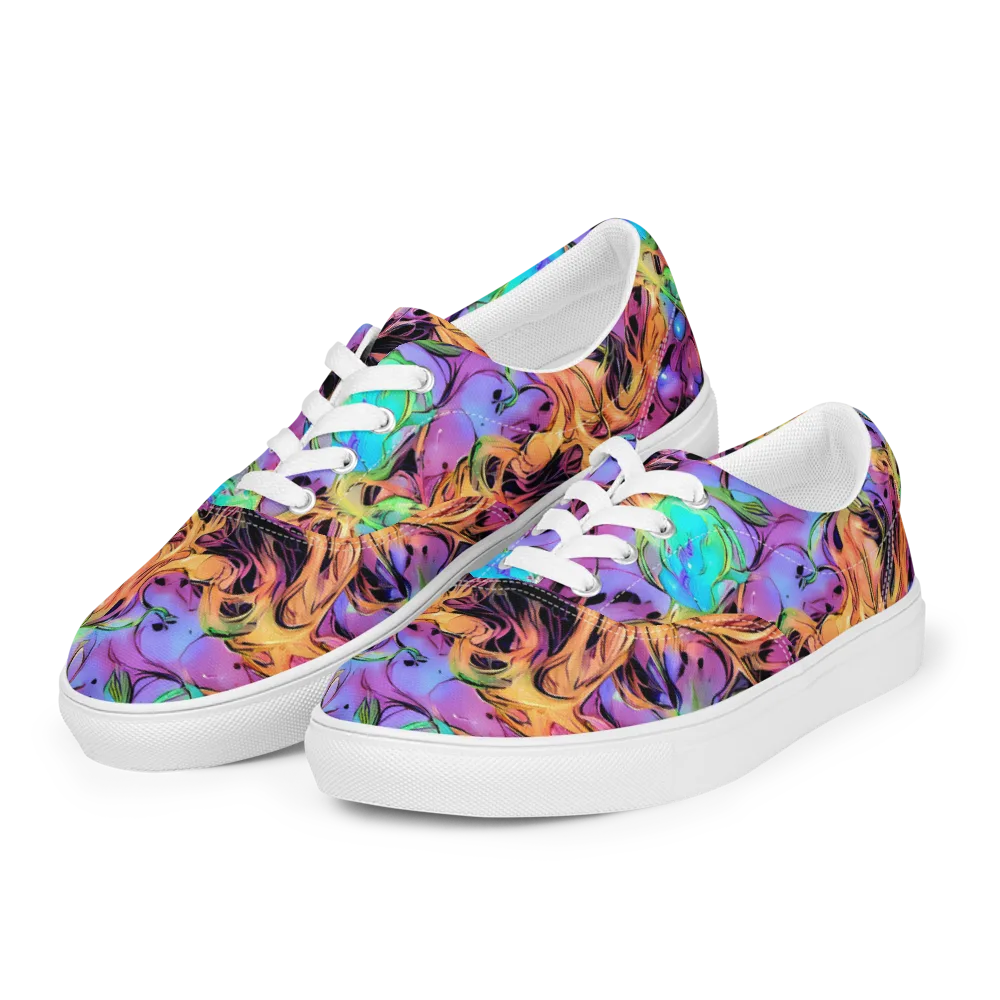 Neon Marigold on Men's Lace-Up Canvas Shoes — Left Front