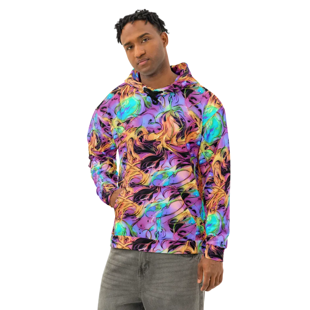 Neon Marigold on Cotton Hoodie — Left Front