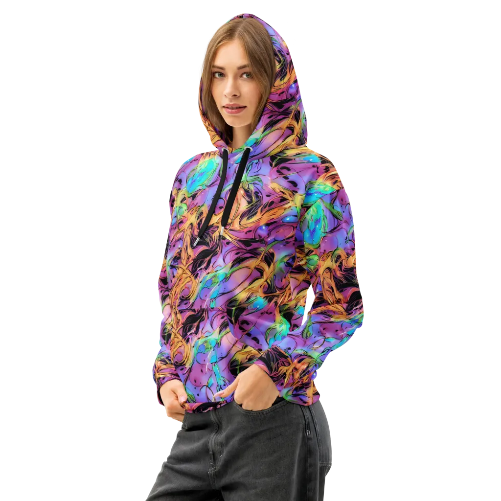 Neon Marigold on Cotton Hoodie — Left Front