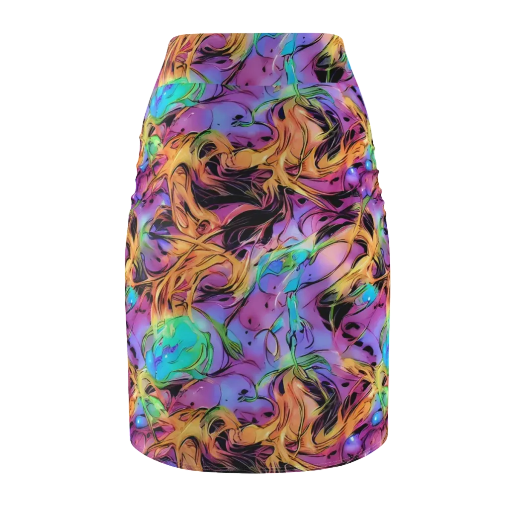 Neon Marigold on Pencil Skirt — Back