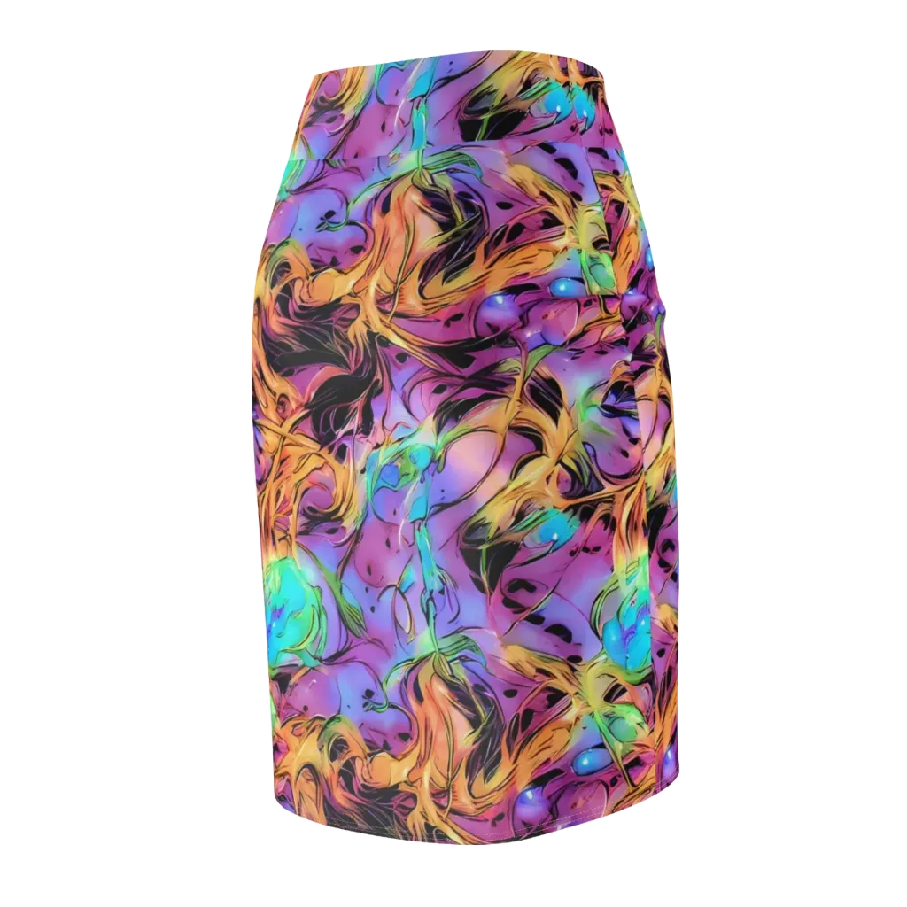 Neon Marigold on Pencil Skirt — Back Side