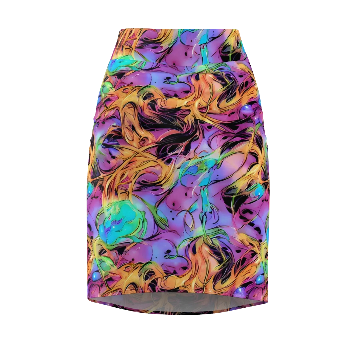 Neon Marigold on Pencil Skirt — Front