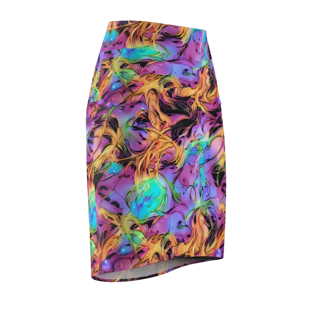 Neon Marigold on Pencil Skirt — Front Side