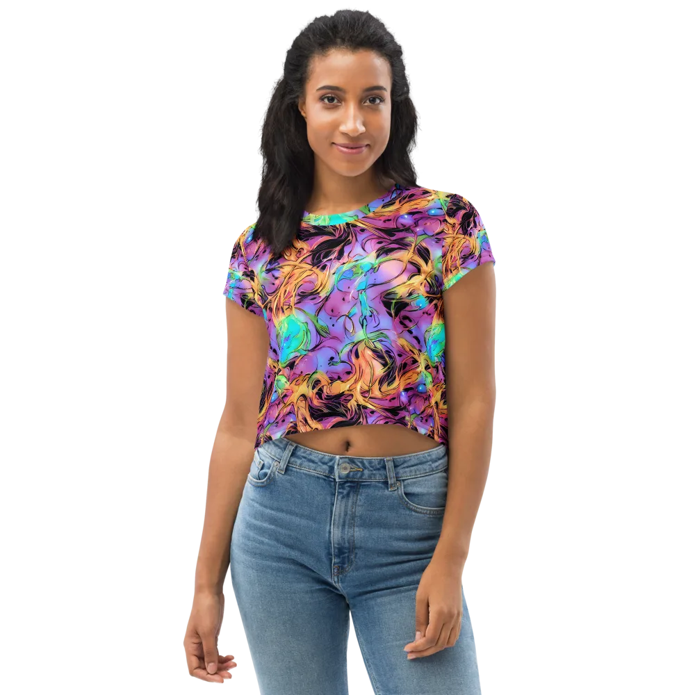 Neon Marigold on Crop Tee — Front