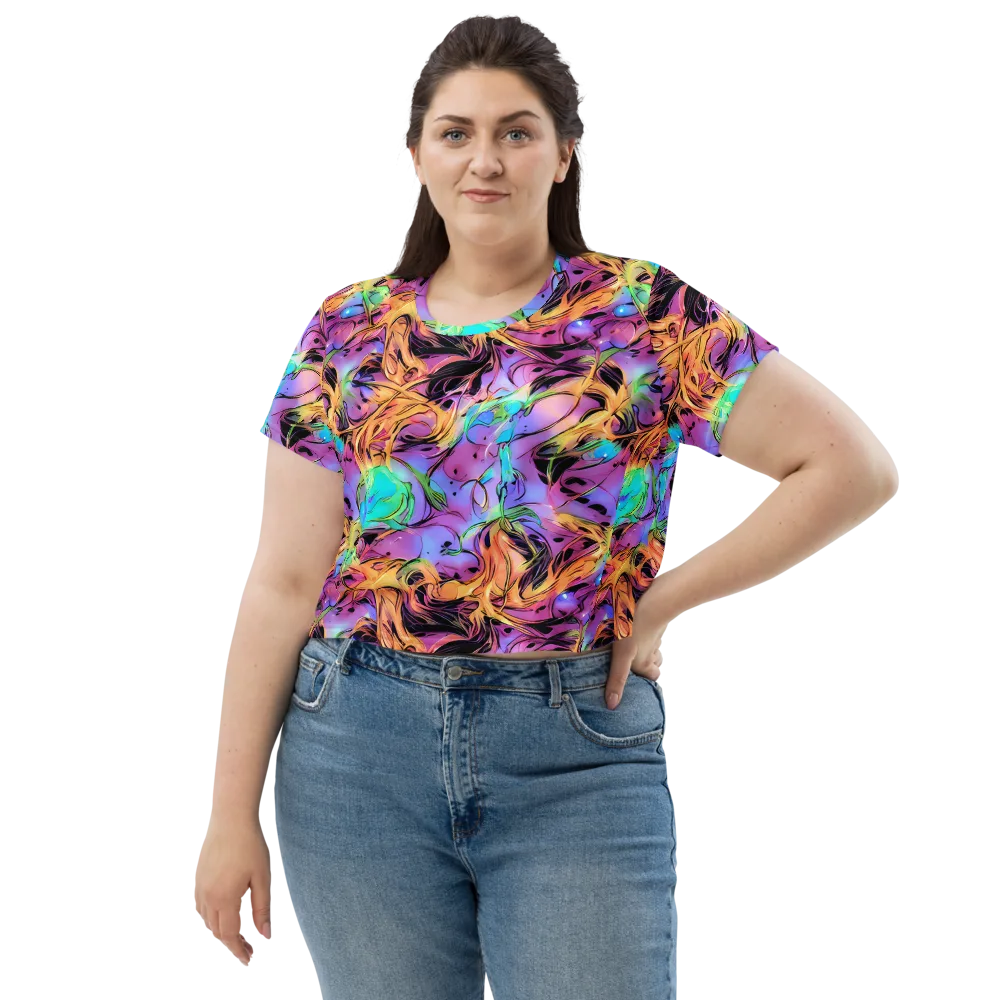 Neon Marigold on Crop Tee — Front