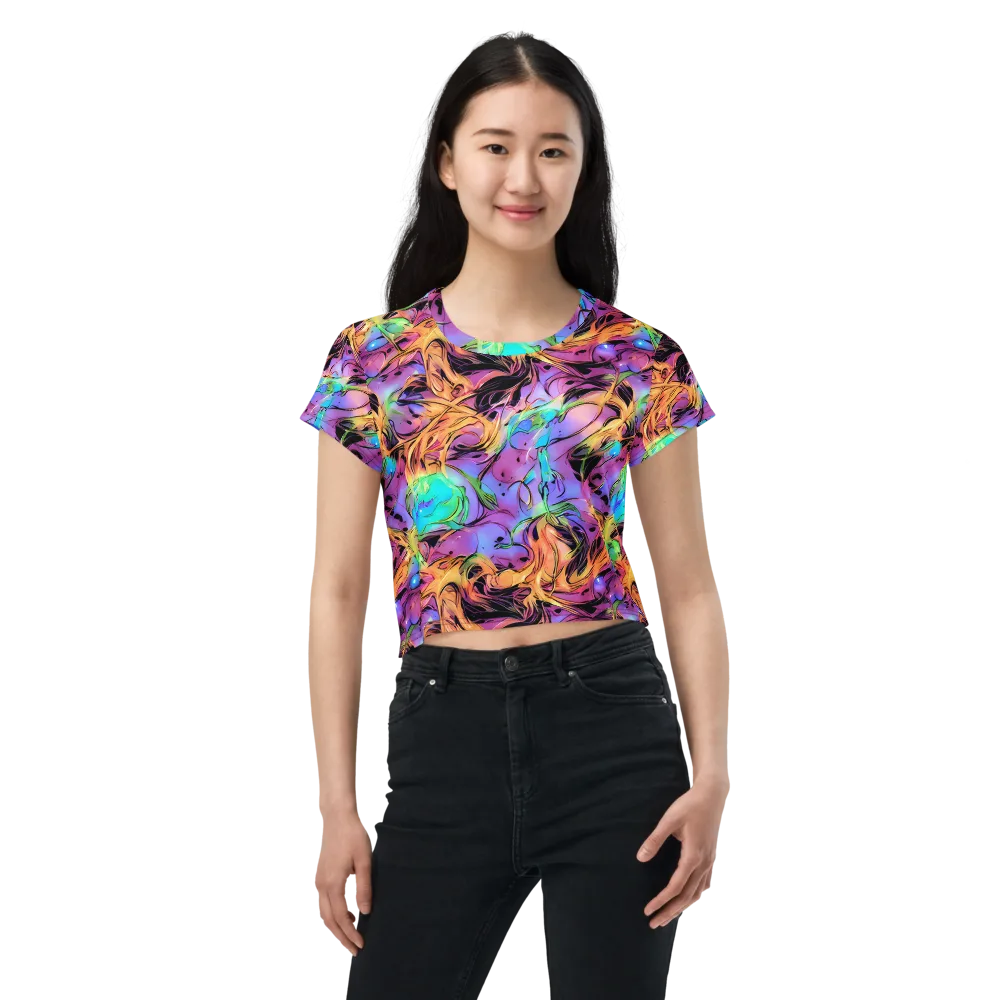 Neon Marigold on Crop Tee — Front